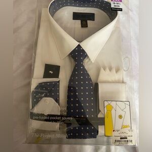 Men’s Alexander Julian Colour White LS Dress Shirt2X 18-18 1/2 34/35 Tie Set NIB
